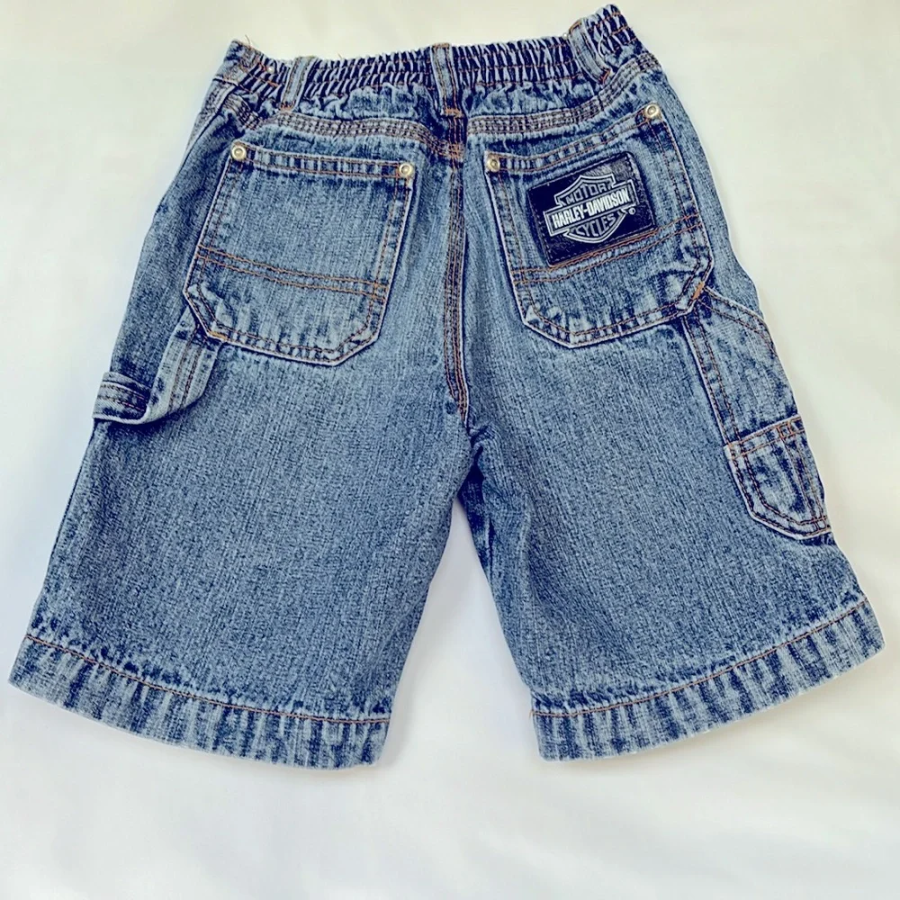 VINTAGE 2003 NWOT HARLEY DAVIDSON DENIM SHORTS BOY’s 4T - Picture 3 of 10